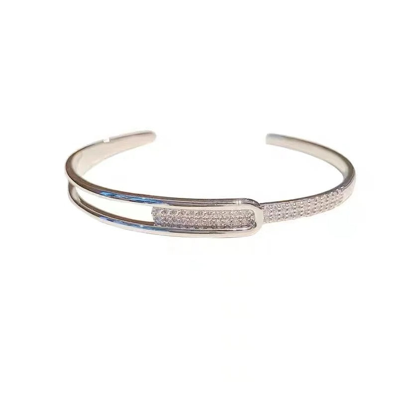 Silver Zirconia Opening Bracelet